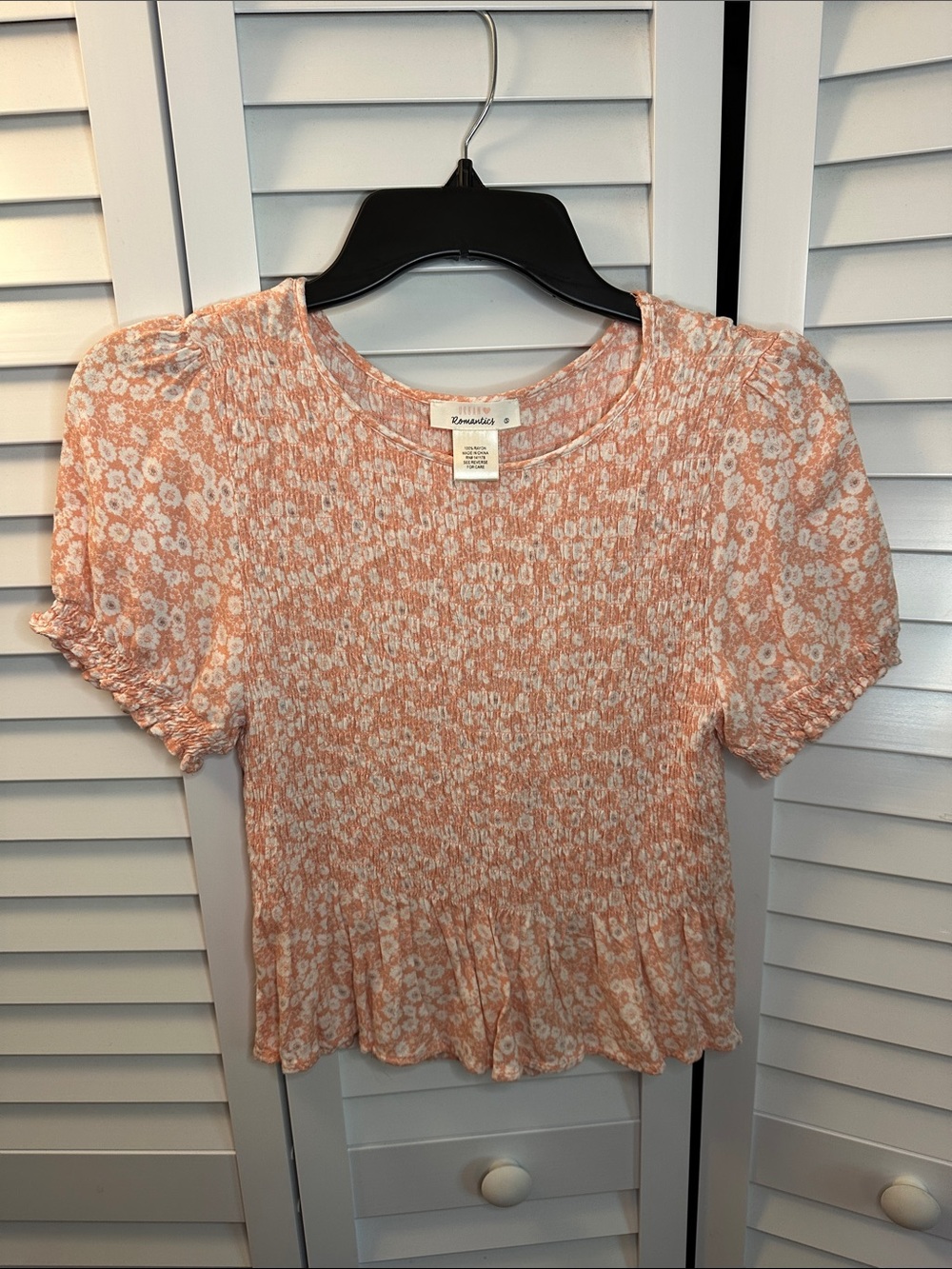 URBAN Romantics Peach Floral Smocked Peplum Top